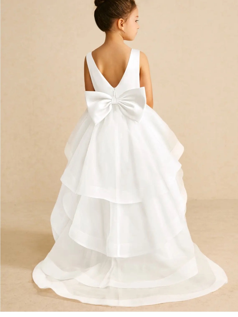 Azazie White flower Girls' Formal Tulle Dress with Satin Bodice